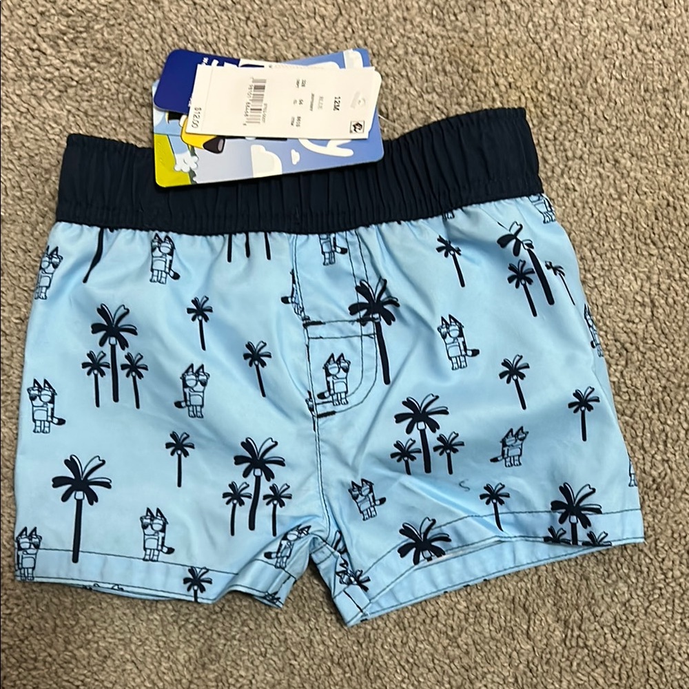 Bluey Palm Tree Print Swim Shorts